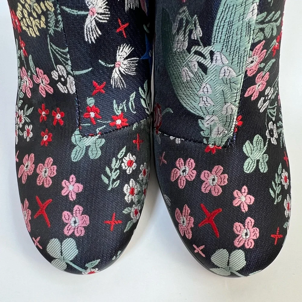 Sam Edelman Floral Embroidered Ankle Booties Block Heel Zip Sz 6.5 - Picture 5 of 16